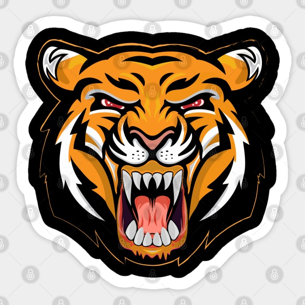 King Tiger Tattoo Design Sticker by 66designer99